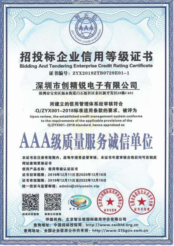 AAA級質量服務誠信單位